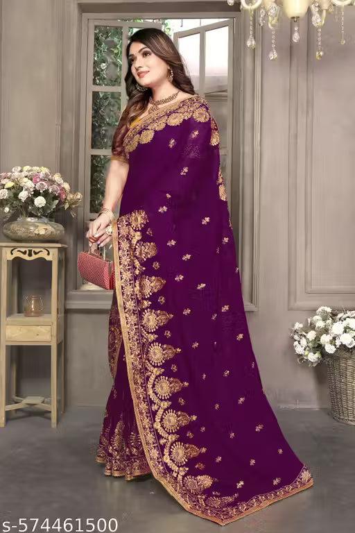 Akshra Embroidered Fancy Saree