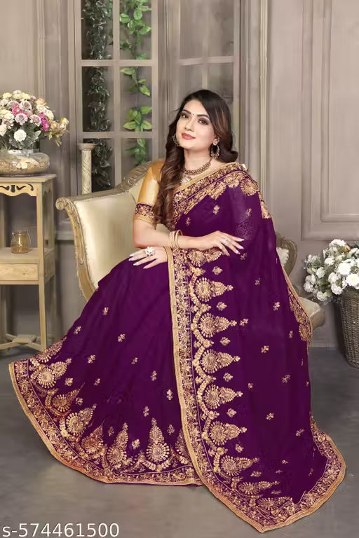 Akshra Embroidered Fancy Saree