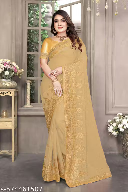 Akshra Embroidered Fancy Saree