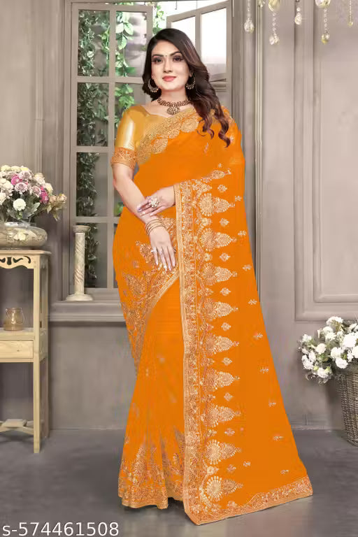 Akshra Embroidered Fancy Saree