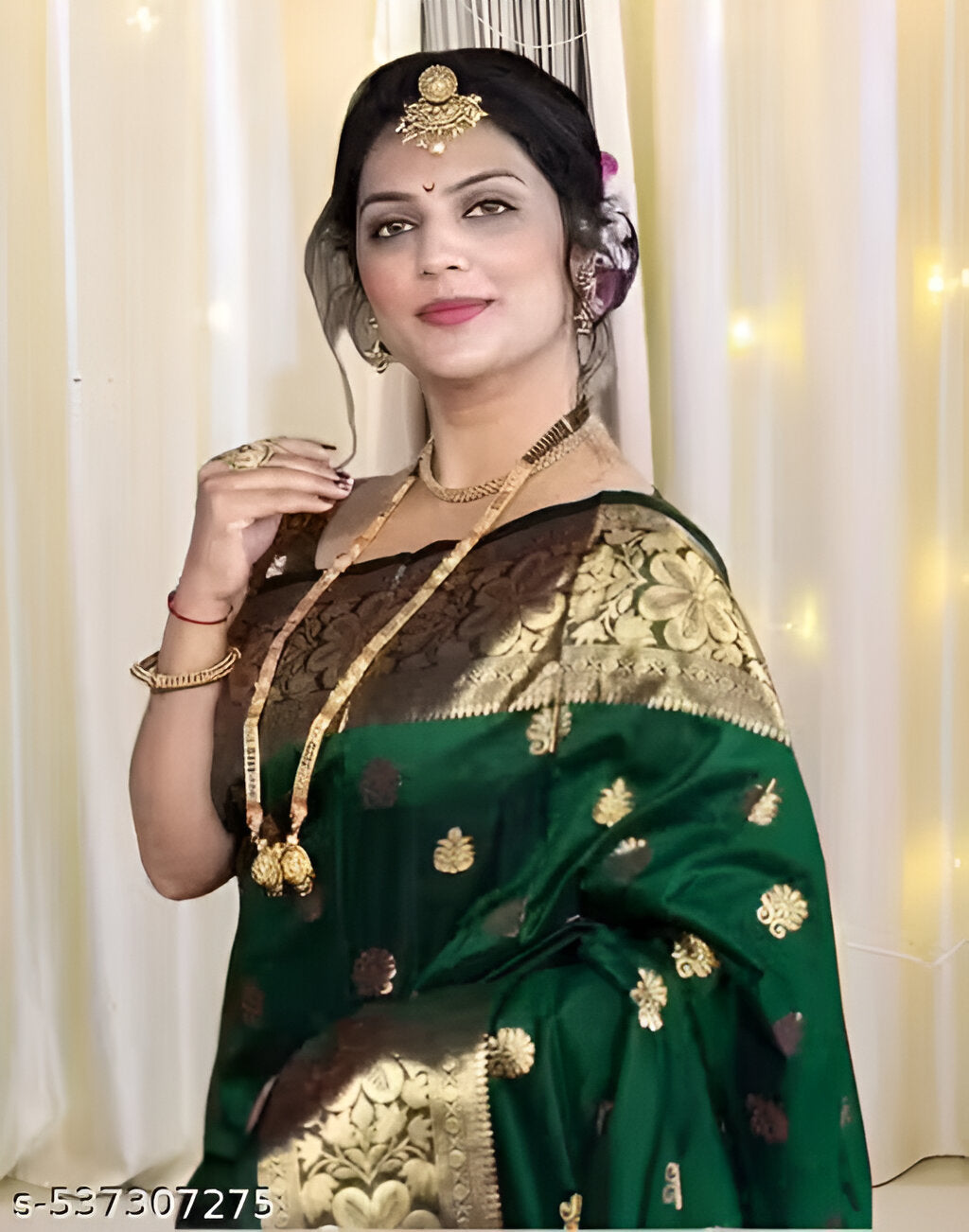 Rama Green Soft Banarasi Silk Saree – A Touch of Tradition, A Gift from the Heart