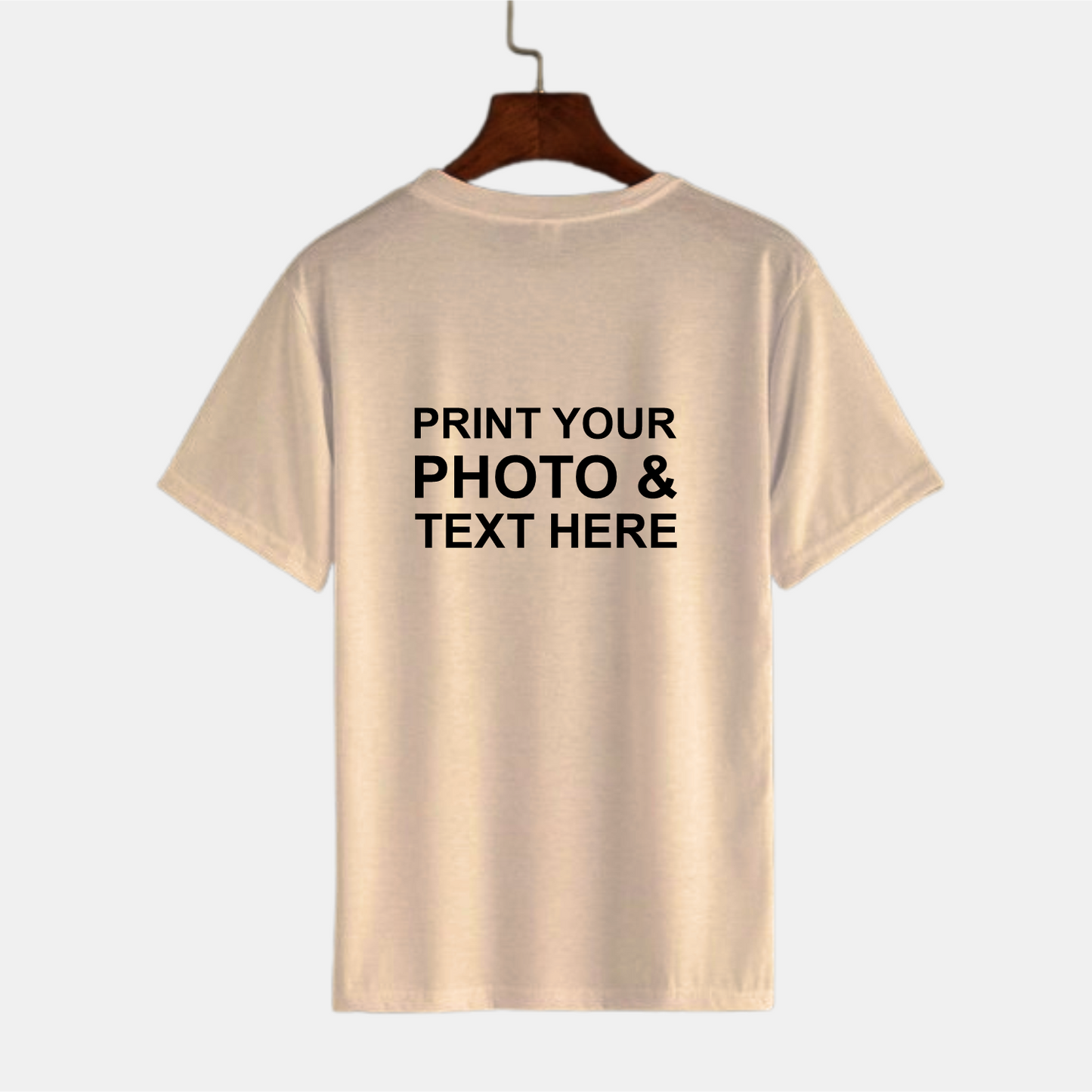 Beige Couple Friendly Custom Printed T-Shirt – Add Your Photo, Text or Cartoon Design (Unisex)