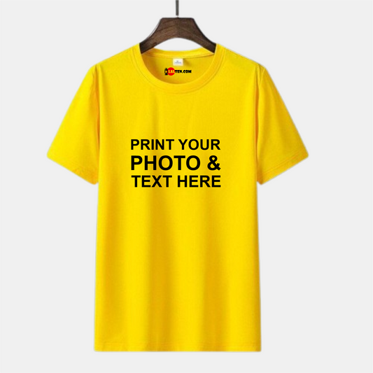 Yellow Couple Friendly Custom Printed T-Shirt – Add Your Photo, Text or Cartoon Design (Unisex)