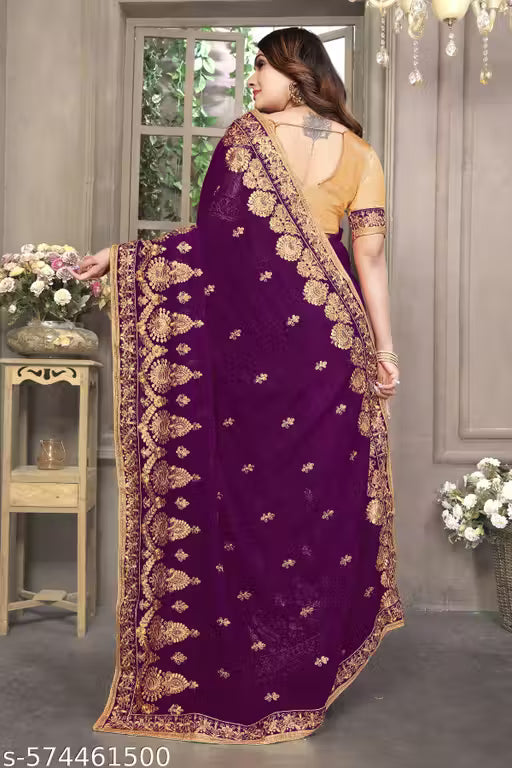Akshra Embroidered Fancy Saree