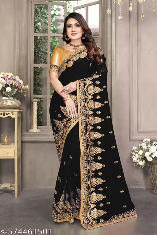 Akshra Embroidered Fancy Saree