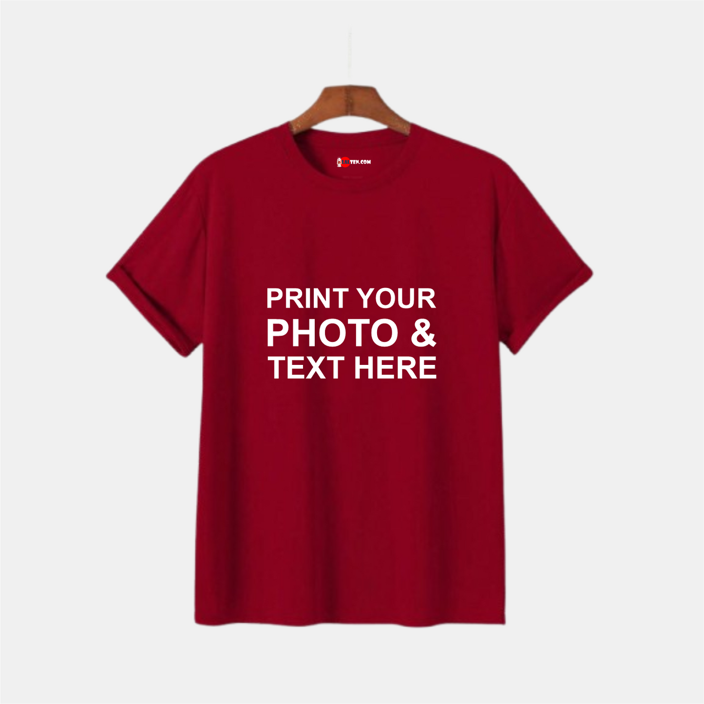 Maroon Couple Friendly Custom Printed T-Shirt – Add Your Photo, Text or Cartoon Design (Unisex)