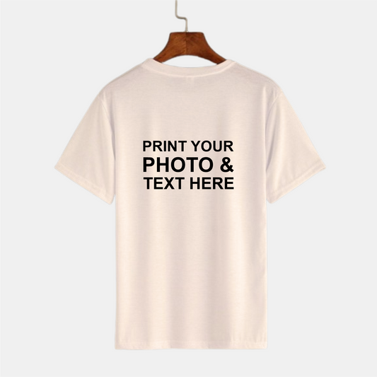 Off White Couple Friendly Custom Printed T-Shirt – Add Your Photo, Text or Cartoon Design (Unisex)