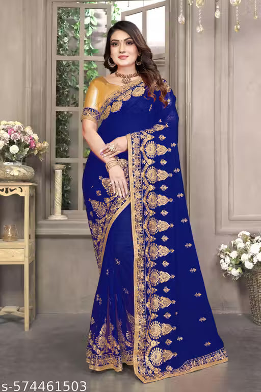 Akshra Embroidered Fancy Saree