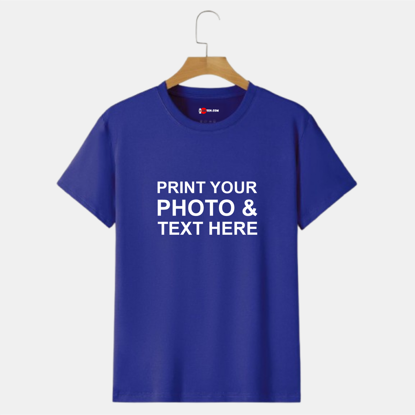 Blue Couple Friendly Custom Printed T-Shirt – Add Your Photo, Text or Cartoon Design (Unisex)