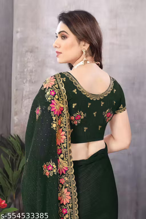 Women Embroidered Bollywood Saree