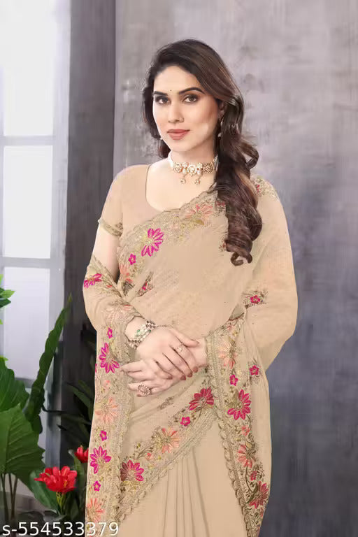 Women Embroidered Bollywood Saree