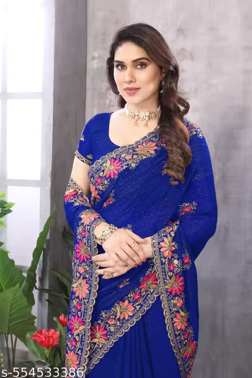 Women Embroidered Bollywood Saree