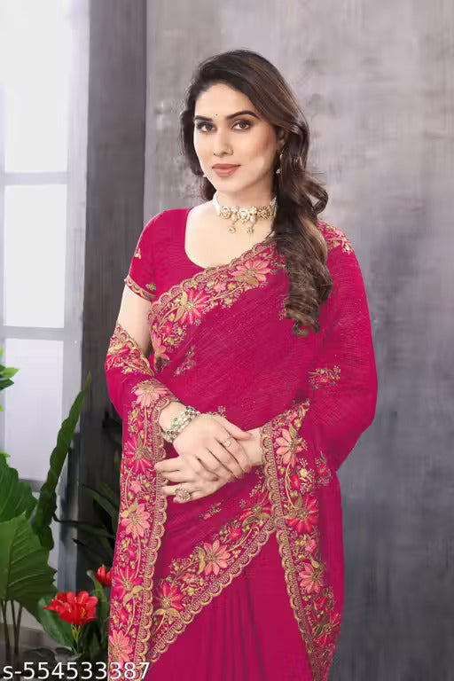 Women Embroidered Bollywood Saree