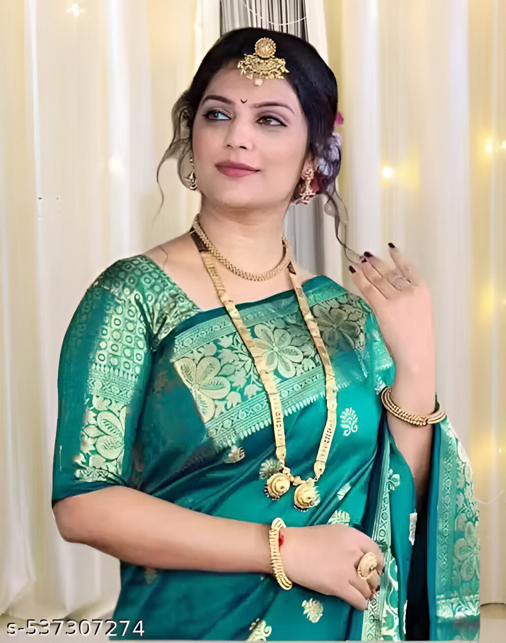 Rama Green Soft Banarasi Silk Saree – A Touch of Tradition, A Gift from the Heart