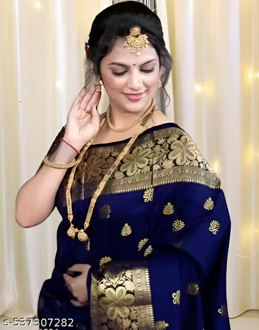 Rama Green Soft Banarasi Silk Saree – A Touch of Tradition, A Gift from the Heart